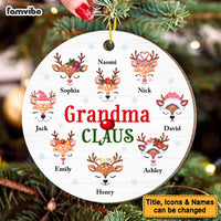 Personalized Christmas Gift Grandma Claus Reindeers Circle Ornament 30315 thumb 1