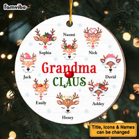 Personalized Christmas Gift Grandma Claus Reindeers Circle Ornament 30315 thumb 1