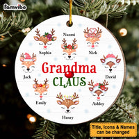 Personalized Christmas Gift Grandma Claus Reindeers Circle Ornament 30315 thumb 1