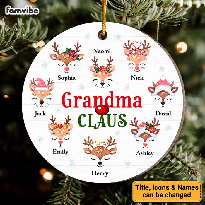 Personalized Christmas Gift Grandma Claus Reindeers Circle Ornament 30315 1