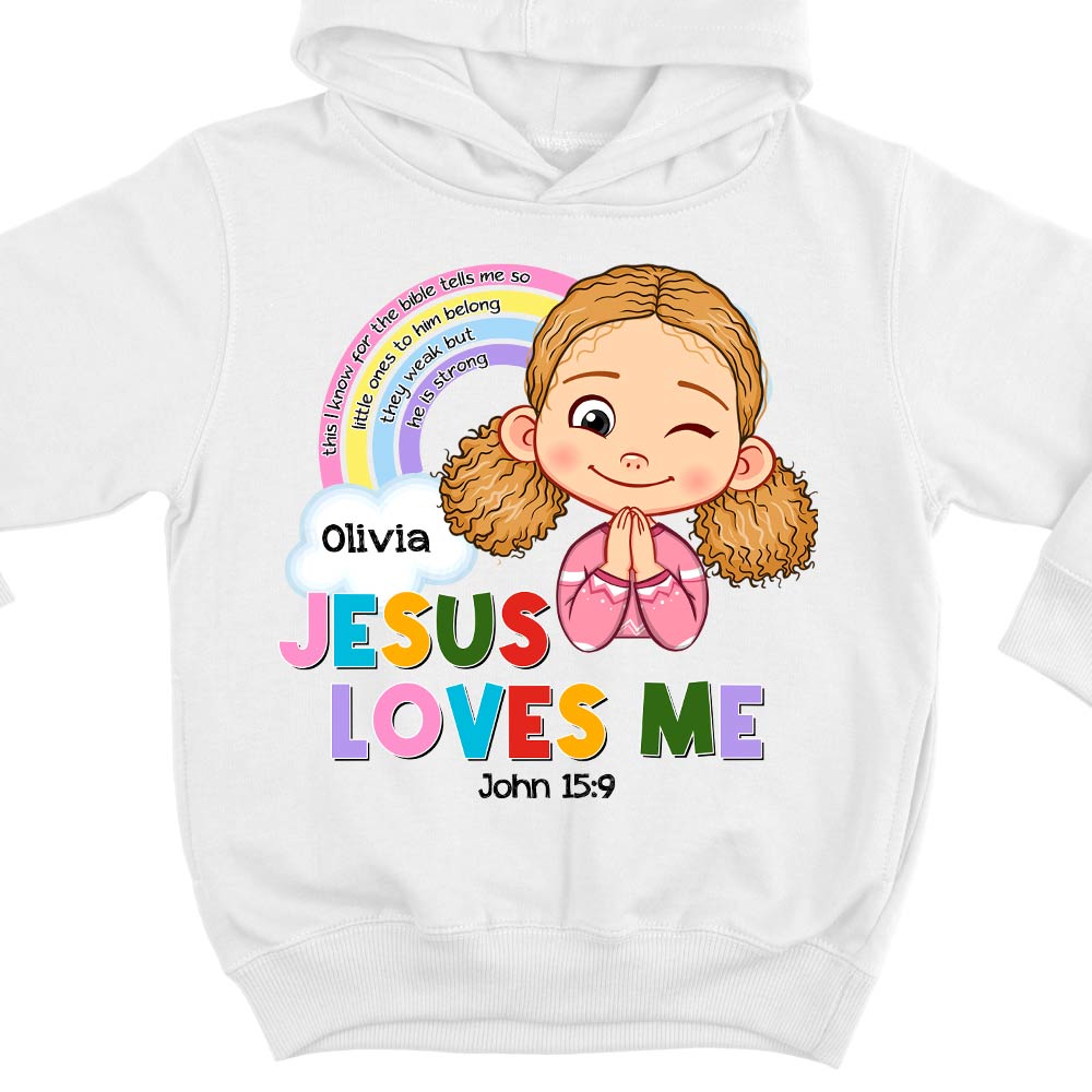 Personalized Gift For Granddaughter Jesus Loves Me Christian Kid T Shirt - Kid Hoodie - Kid Sweatshirt 30321 Mockup White