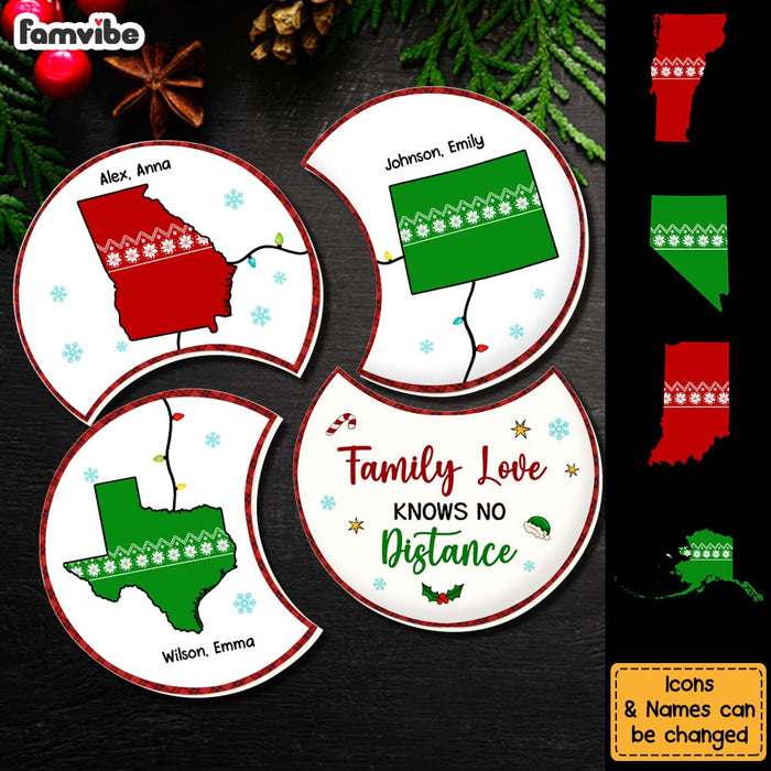 Personalized Family Love Knows No Distance Crescent Coaster Set 30329 1