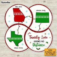 Personalized Family Love Knows No Distance Crescent Coaster Set 30329 thumb 1