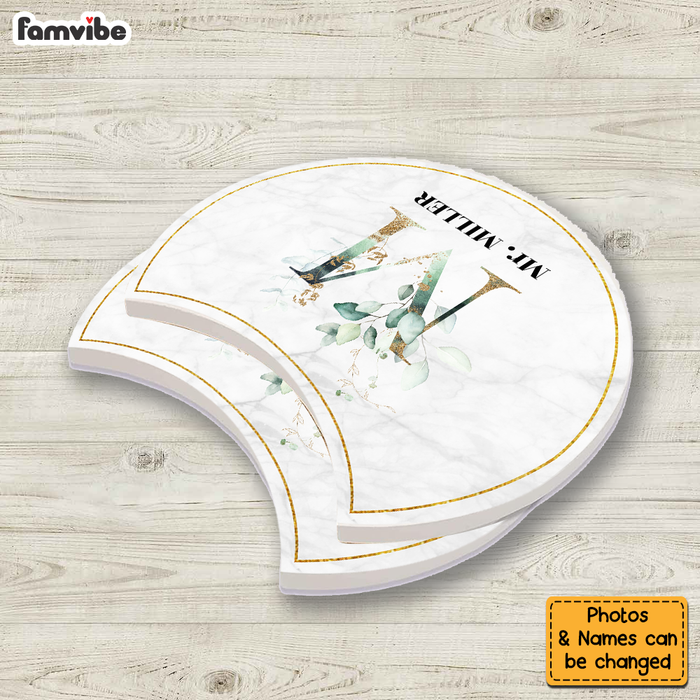 Personalized Couple Initial Letter Crescent Coaster Set 30330 1