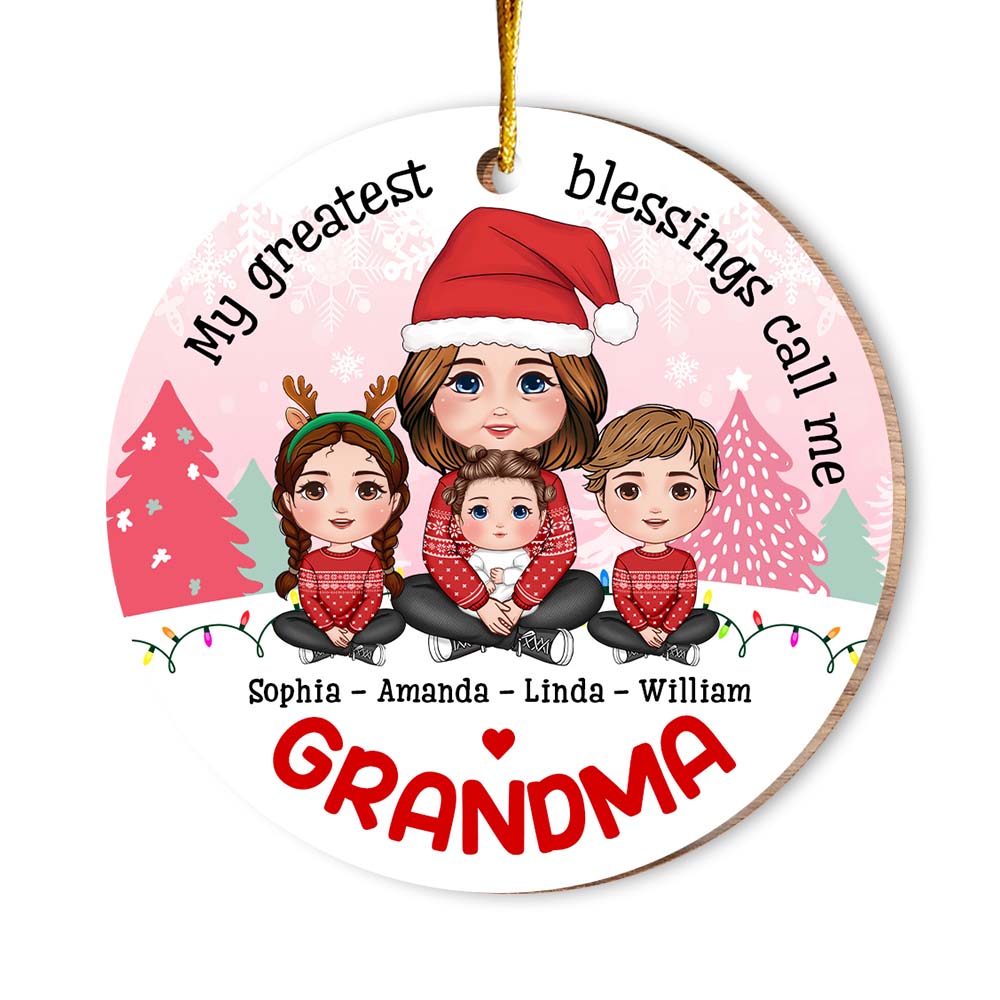 Personalized Christmas Gift For Grandma My Blessings Circle Ornament 30342 Primary Mockup