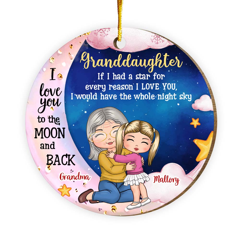 Personalized Gift For Granddaughter Love You To The Moon And Back Circle Ornament 30344 Primary Mockup