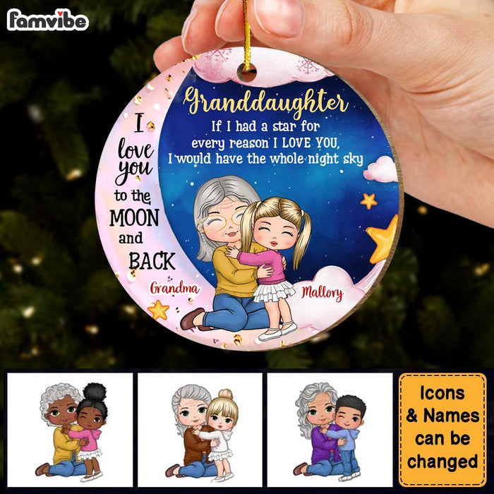 Personalized Gift For Granddaughter Love You To The Moon And Back Circle Ornament 30344 1