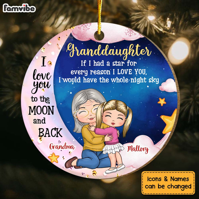 Personalized Gift For Granddaughter Love You To The Moon And Back Circle Ornament 30344 1