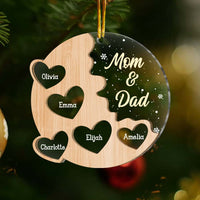 Personalized Family Heart Mom And Dad 2 Layered Mix Ornament 30346 thumb 1