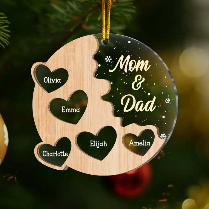Personalized Family Heart Mom And Dad 2 Layered Mix Ornament 30346 1