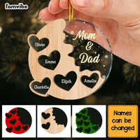 Personalized Family Heart Mom And Dad 2 Layered Mix Ornament 30346 thumb 1