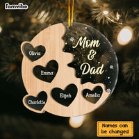 Personalized Family Heart Mom And Dad 2 Layered Mix Ornament 30346 thumb 1