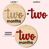 Personalized Gift For Baby Wooden 3D Monthly Milestone 2 Layered Wood Ornament 30348 thumb 1
