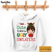Personalized Christmas Gift For Granddaughter Too Cute To Wear Ugly Sweater Kid T Shirt - Kid Hoodie - Kid Sweatshirt 30357 thumb 1