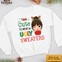 Personalized Christmas Gift For Granddaughter Too Cute To Wear Ugly Sweater Kid T Shirt - Kid Hoodie - Kid Sweatshirt 30357 thumb 1