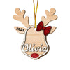Personalized Christmas Reindeer Custom Name 2 Layered Wood Ornament 30369 1