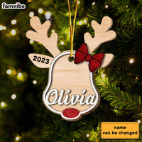 Personalized Christmas Reindeer Custom Name 2 Layered Wood Ornament 30369 thumb 1