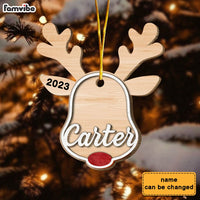 Personalized Christmas Reindeer Custom Name 2 Layered Wood Ornament 30369 thumb 1