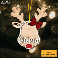 Personalized Christmas Reindeer Custom Name 2 Layered Wood Ornament 30369 thumb 1