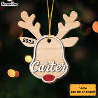 Personalized Christmas Reindeer Custom Name 2 Layered Wood Ornament 30369 thumb 1