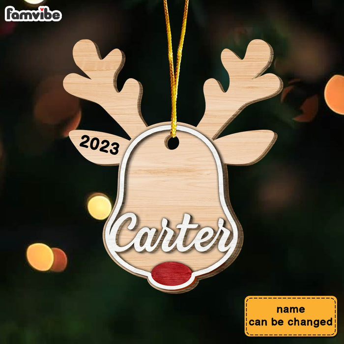 Personalized Christmas Reindeer Custom Name 2 Layered Wood Ornament 30369 1