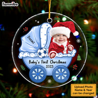 Personalized Photo Baby's First Christmas Baby Carriage Circle Ornament 30370 thumb 1