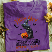 Black Cat Hiss Off Halloween Gold T Shirt JL175 85O58 thumb 1