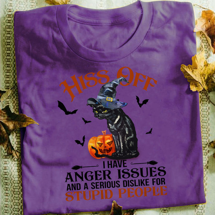 Black Cat Hiss Off Halloween Gold T Shirt JL175 85O58 1