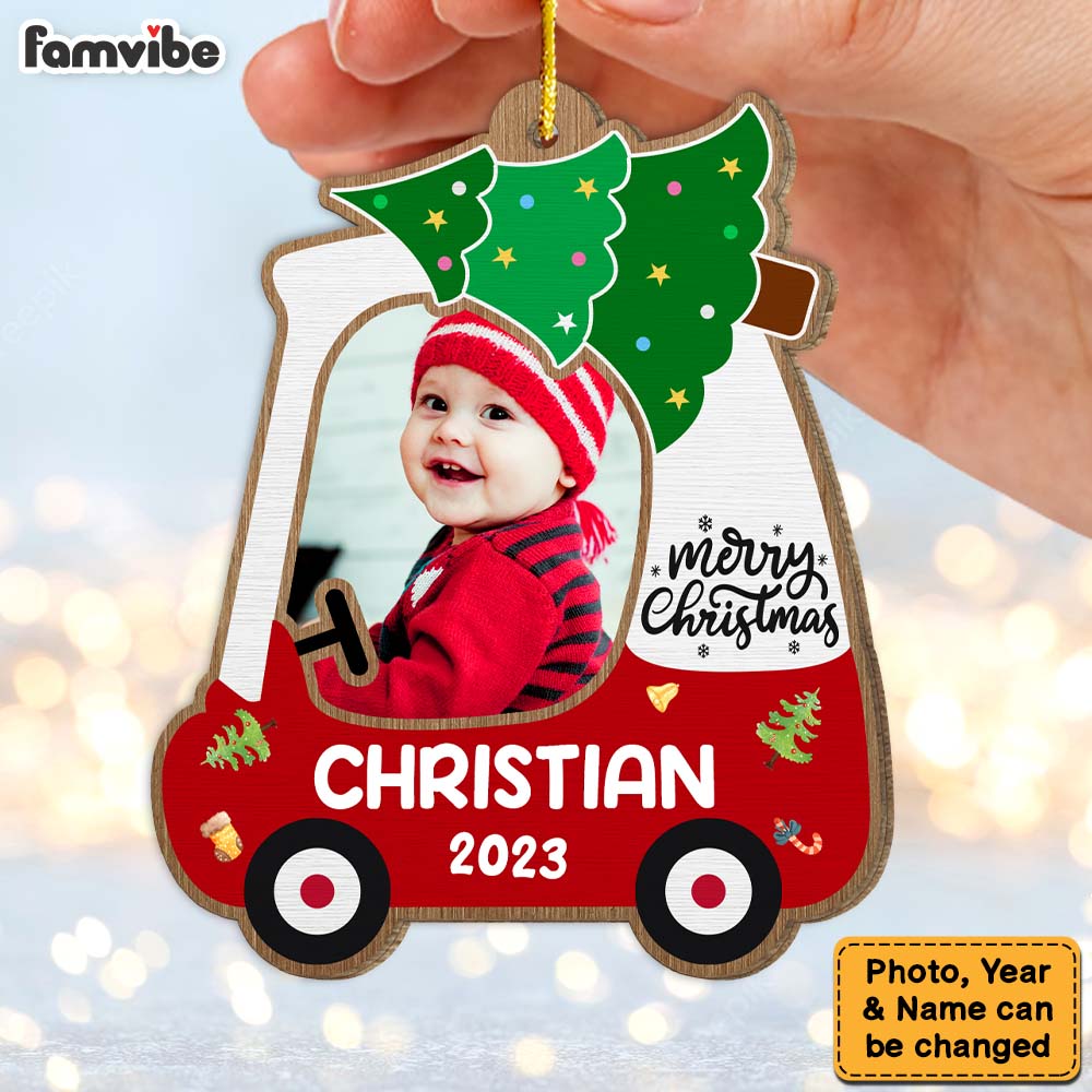 Personalized Gift For Kids Merry Christmas Truck Upload Photo Ornament 30375 Primary Mockup