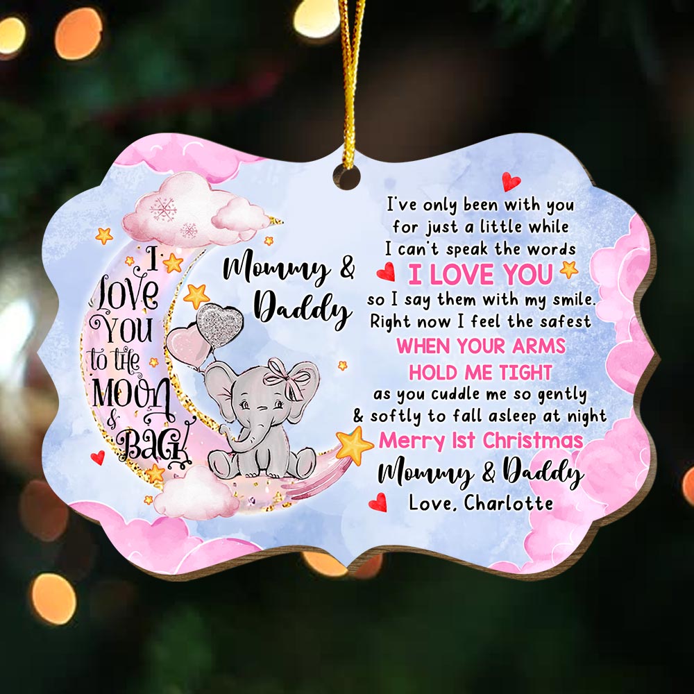 Personalized Gift For Baby Merry First Christmas Pink Moon Benelux Ornament 30399 Primary Mockup