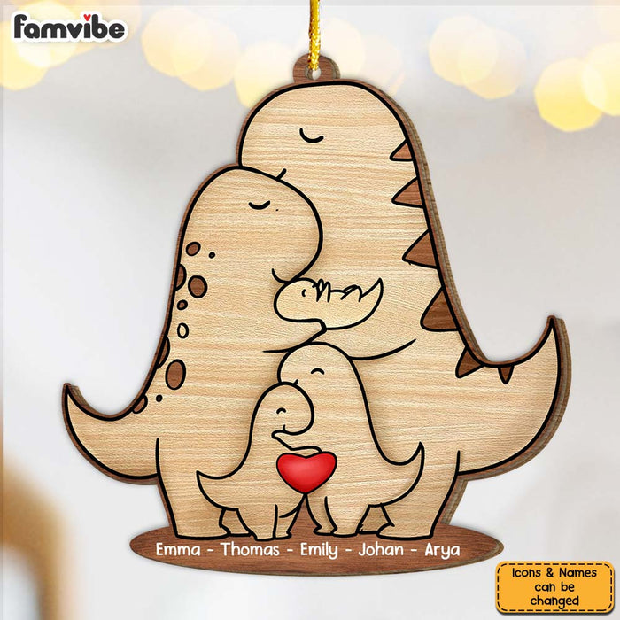 Personalized Wooden Dinosaur Family Christmas Ornament 30432 1