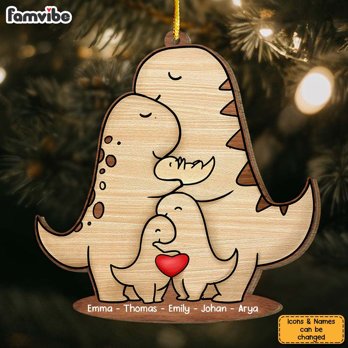 Personalized Wooden Dinosaur Family Christmas Ornament 30432 1