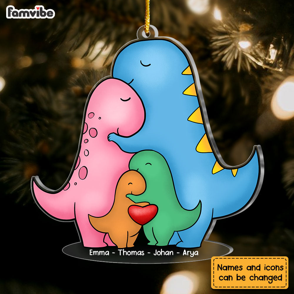 Personalized Colorful Dinosaur Family Christmas Ornament 30433 Primary Mockup