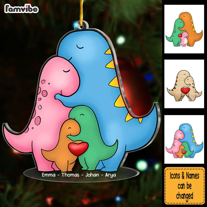 Personalized Colorful Dinosaur Family Christmas Ornament 30433 1