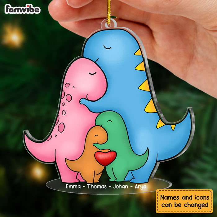Personalized Colorful Dinosaur Family Christmas Ornament 30433 1