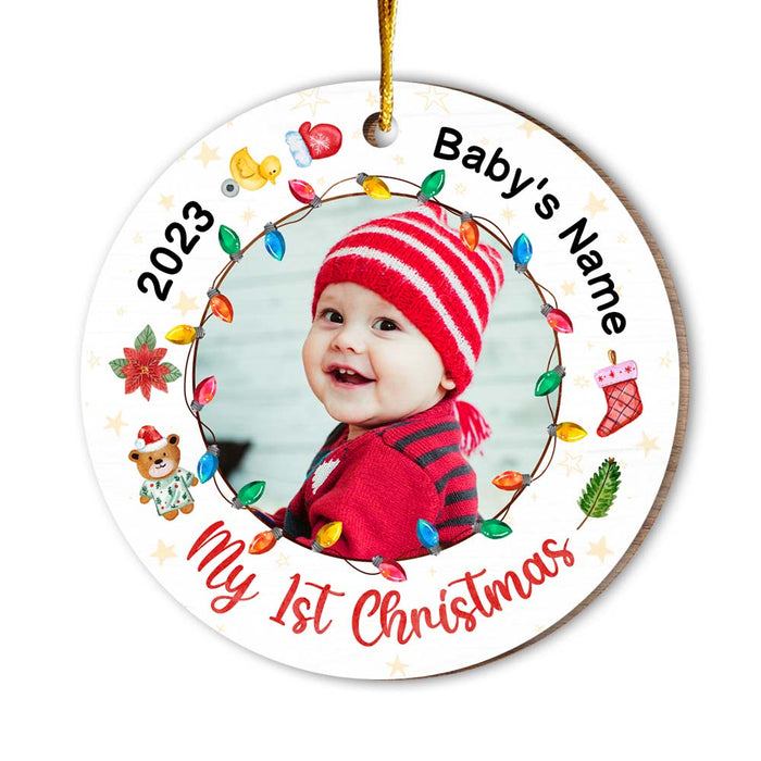 Personalized Christmas Gift  Baby 1st Upload Photo Circle Ornament 30436 1