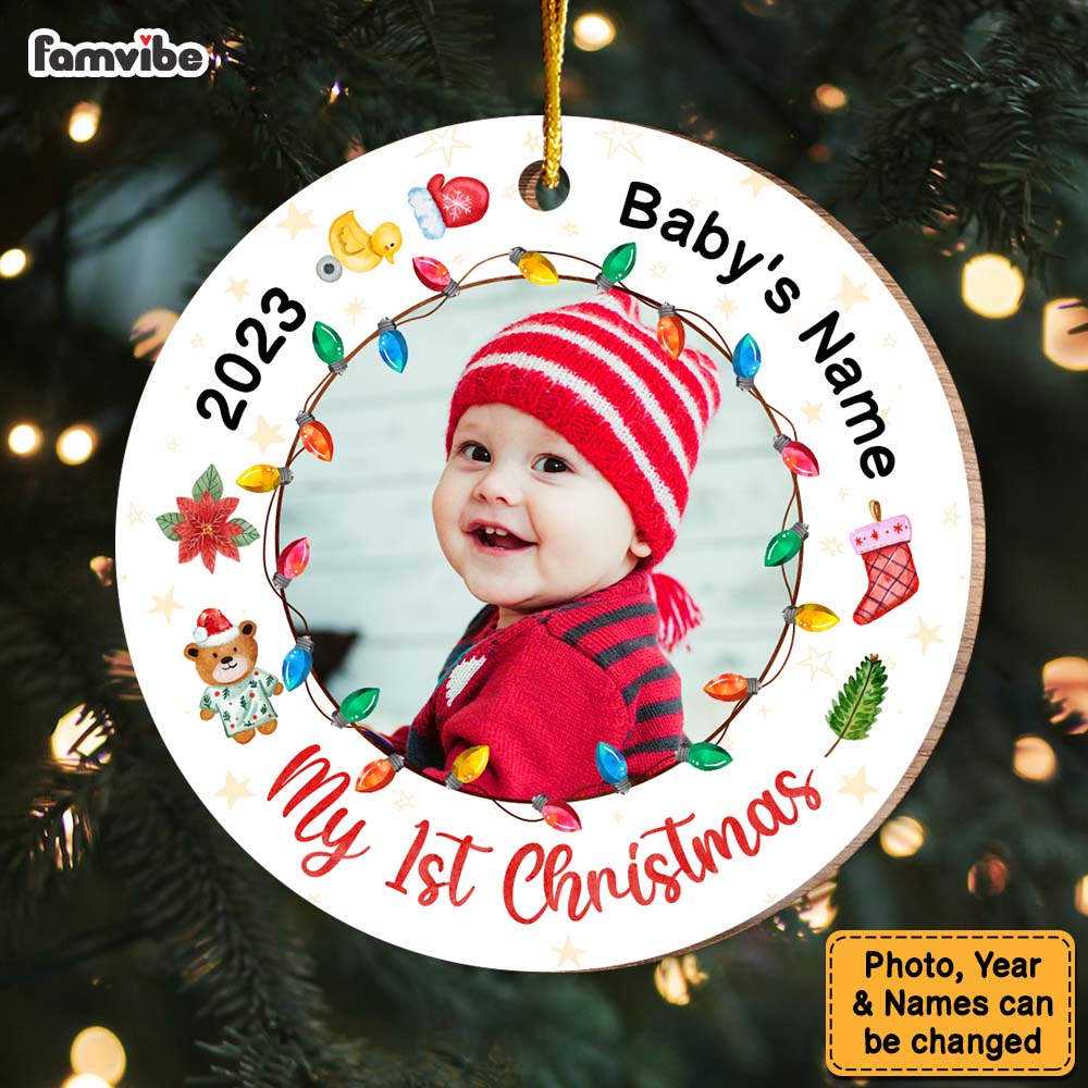 Personalized Christmas Gift  Baby 1st Upload Photo Circle Ornament 30436 Primary Mockup