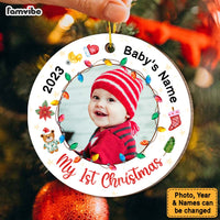 Personalized Christmas Gift  Baby 1st Upload Photo Circle Ornament 30436 thumb 1
