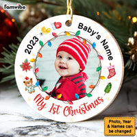 Personalized Christmas Gift  Baby 1st Upload Photo Circle Ornament 30436 thumb 1