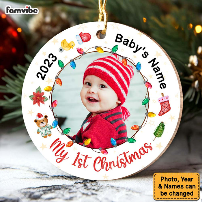 Personalized Christmas Gift  Baby 1st Upload Photo Circle Ornament 30436 1