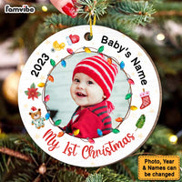 Personalized Christmas Gift  Baby 1st Upload Photo Circle Ornament 30436 thumb 1