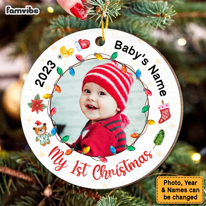 Personalized Christmas Gift  Baby 1st Upload Photo Circle Ornament 30436 1