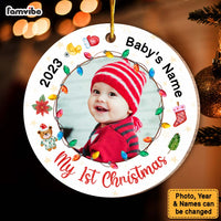 Personalized Christmas Gift  Baby 1st Upload Photo Circle Ornament 30436 thumb 1