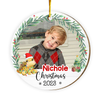 Personalized Christmas Gift For Grandson Upload Photo Dinosaur Circle Ornament 30437 1