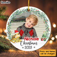 Personalized Christmas Gift For Grandson Upload Photo Dinosaur Circle Ornament 30437 thumb 1