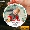 Personalized Christmas Gift For Grandson Upload Photo Dinosaur Circle Ornament 30437 1