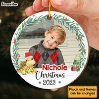 Personalized Christmas Gift For Grandson Upload Photo Dinosaur Circle Ornament 30437 thumb 1