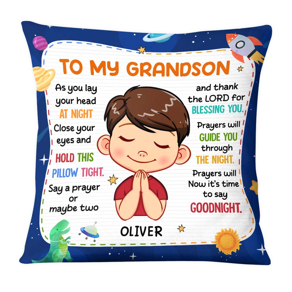 Personalized Gift For Grandson Night Prayer Pillow 30439 Primary Mockup