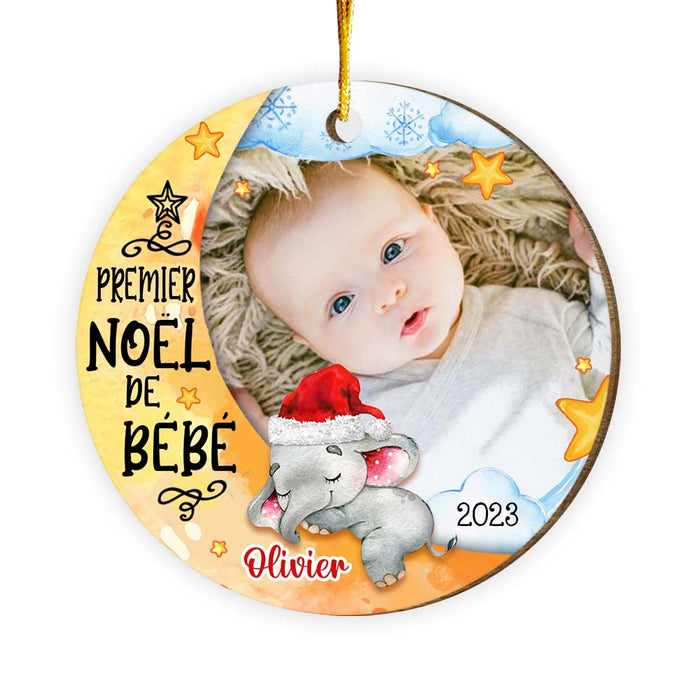 Personalized Baby First Christmas French Circle Ornament 30454 1