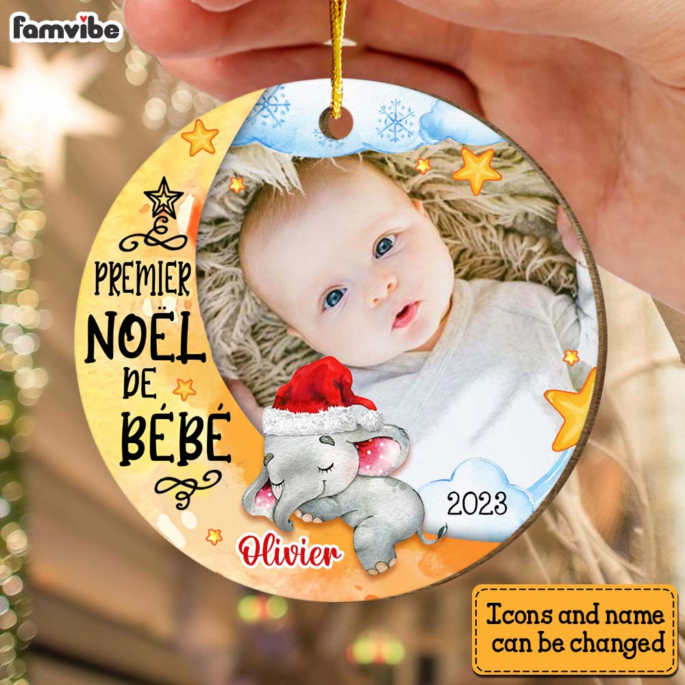 Personalized Baby First Christmas French Circle Ornament 30454 Primary Mockup